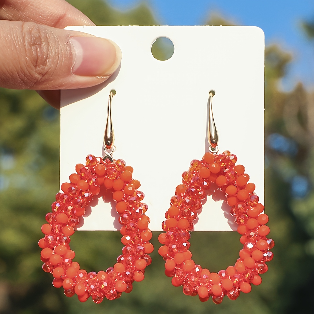 Boho Beaded Dangle Earrings with Stainless Steel Ear Needle